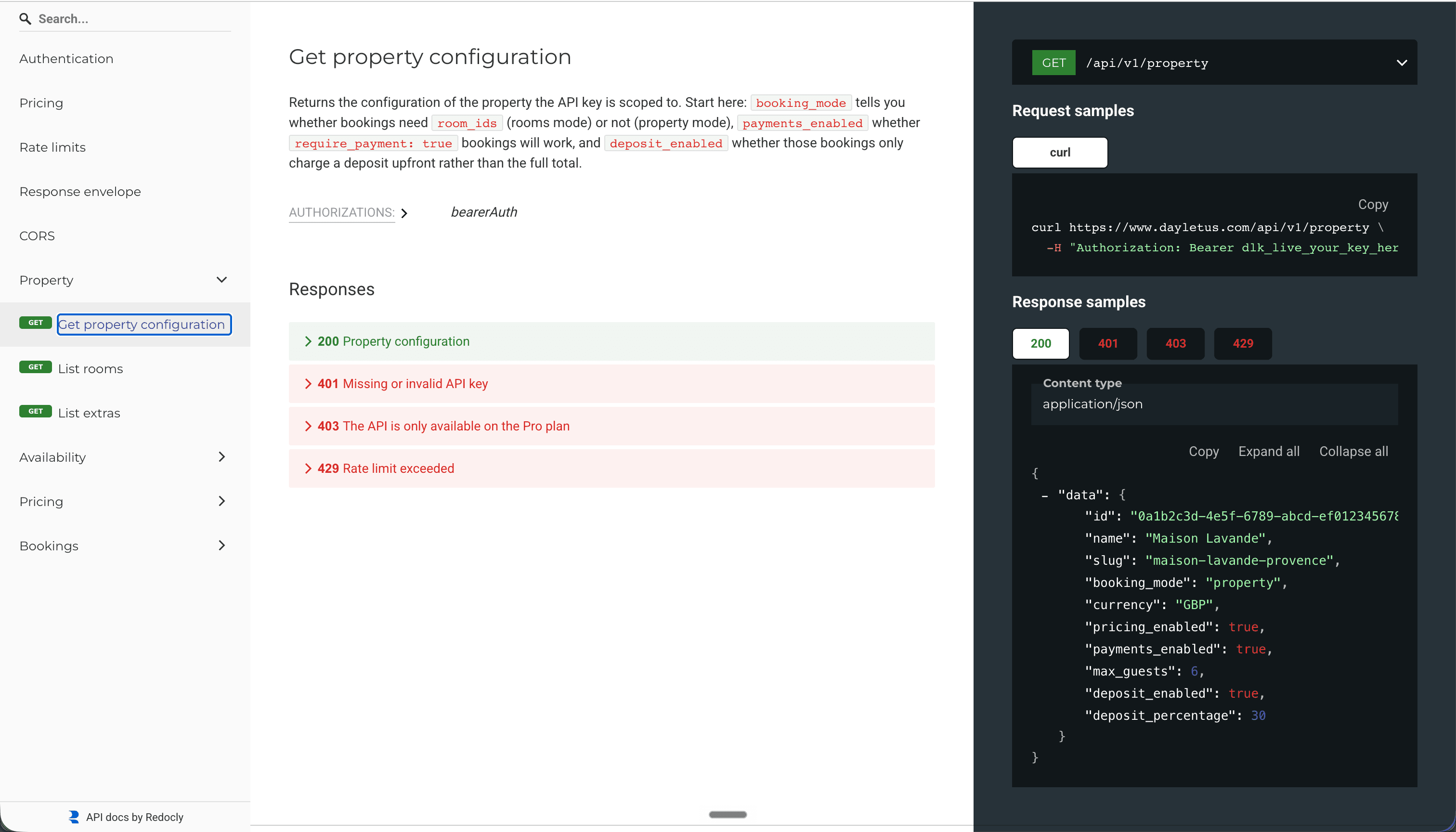 Codebeispiel der Daylet-API