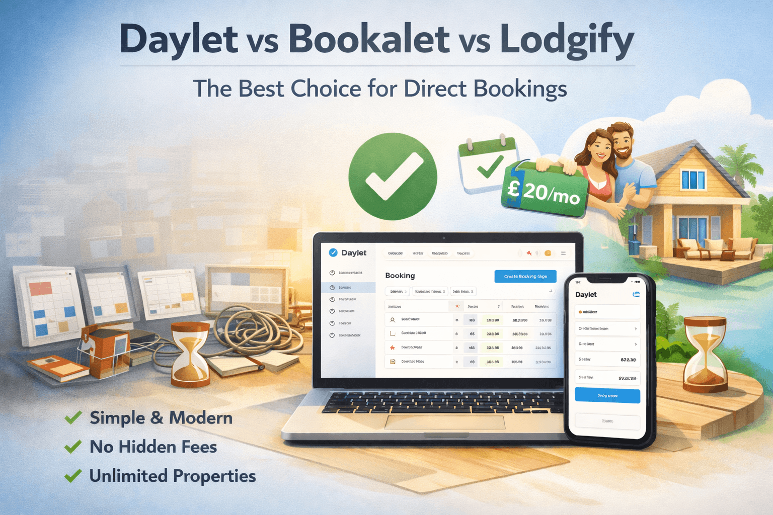 Daylet vs Bookalet vs Lodgify: a simpler, modern alternative for direct bookings