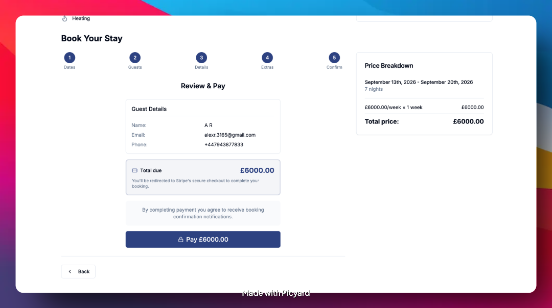 Review & Pay screen